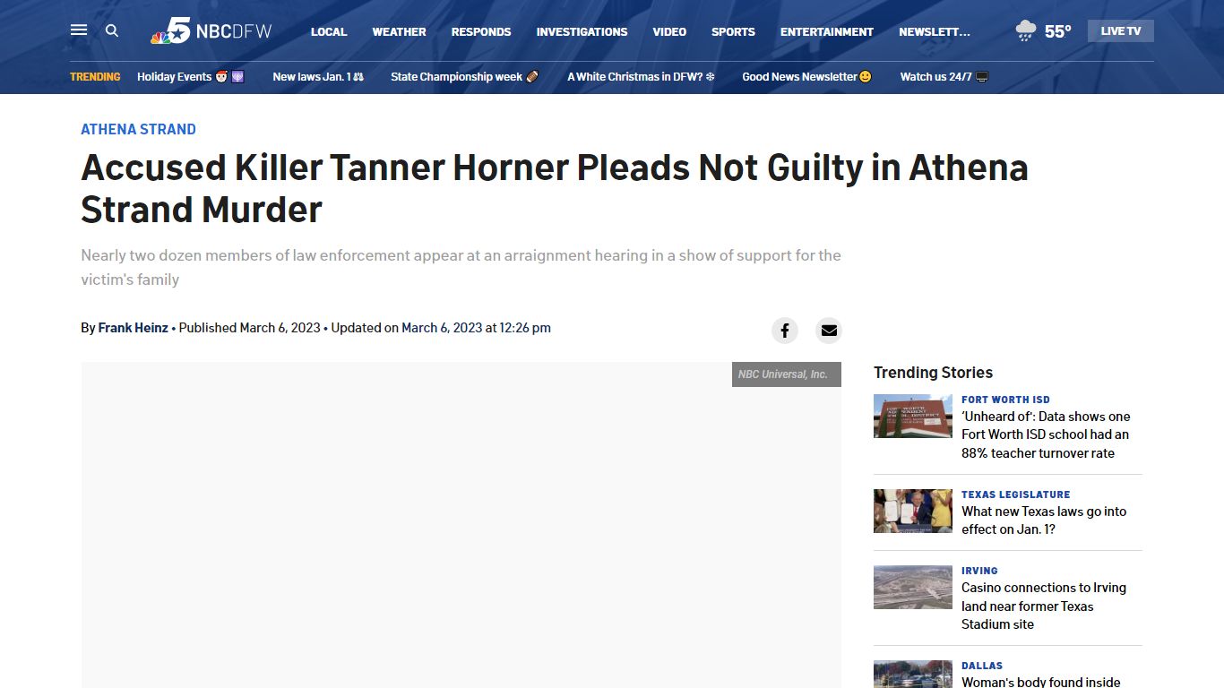 Accused Killer Tanner Horner Pleads Not Guilty in Athena Strand Murder